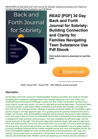 read [pdf] 30 day back and forth journal for sobriety building connection and clarity for families n