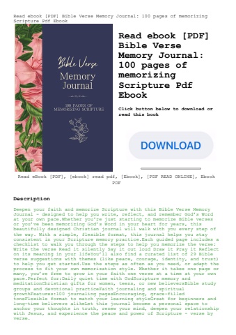 read ebook [pdf] bible verse memory journal 100 pages of memorizing scripture pdf ebook