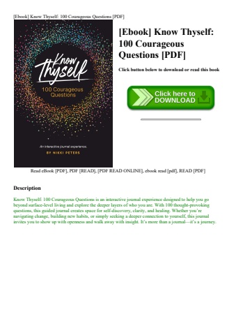 [ebook] know thyself 100 courageous questions [pdf]