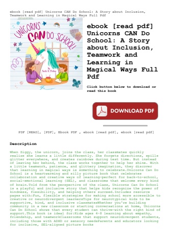 ebook [read pdf] unicorns can do school a story about inclusion  teamwork and learning in magical wa