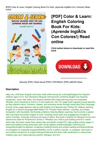 [pdf] color & learn english coloring book for kids (aprende inglãƒâ©s con colores!) read online