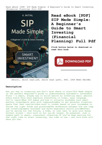 read ebook [pdf] sip made simple a beginner's guide to smart investing (financial planning) full pdf