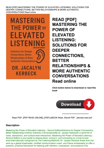 read [pdf] mastering the power of elevated listening solutions for deeper connections  better relati