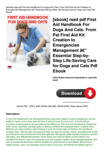 [ebook] read pdf first aid handbook for dogs and cats from pet first aid kit creation to emergencies