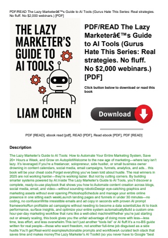pdfread the lazy marketerã¢â€â™s guide to ai tools (gurus hate this series real strategies