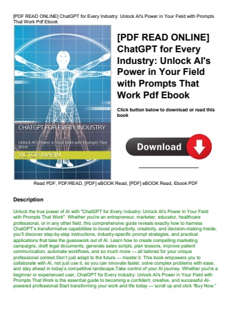 [pdf read online] chatgpt for every industry unlock ai's power in your field with prompts that work