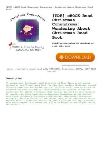 [pdf] ebook read christmas conundrums wondering about christmas read book