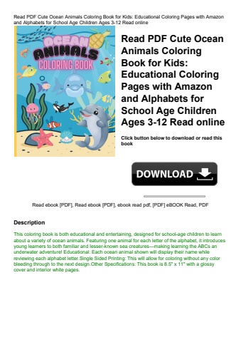 read pdf cute ocean animals coloring book for kids educational coloring pages with amazon and alphab