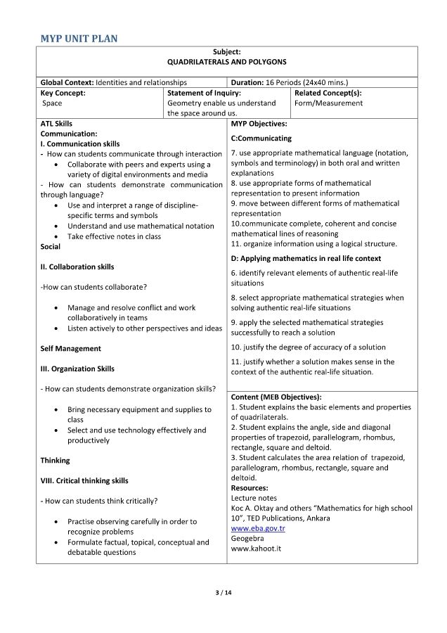 10TH GRADE QUADRILATERALS-POLYGONS COURSE NOTE