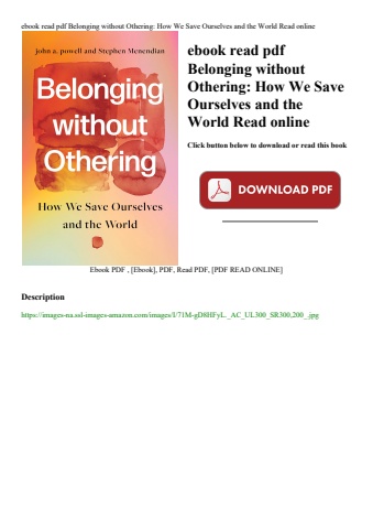 ebook read pdf belonging without othering how we save ourselves and the world read online