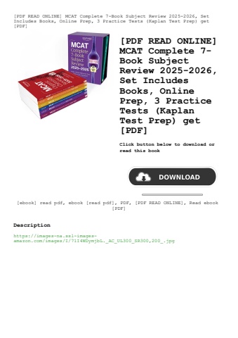 [pdf read online] mcat complete 7-book subject review 2025-2026  set includes books  online prep  3