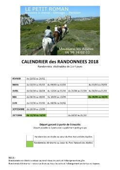 CALENDRIER des RANDONNEES à CHEVAL 2018 - LE PETIT ROMAN