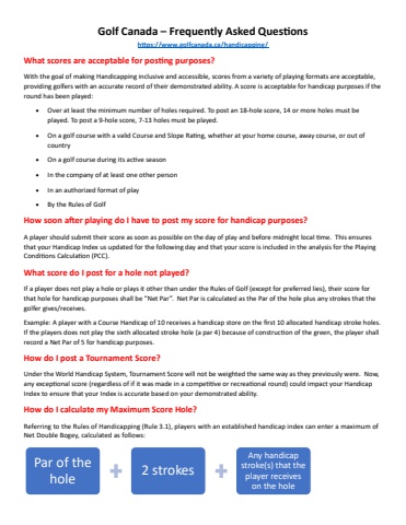 Golf Handicap FAQs