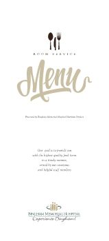 BMH Room Service Menu Booklet