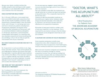 Acupuncture Explanation Brochure