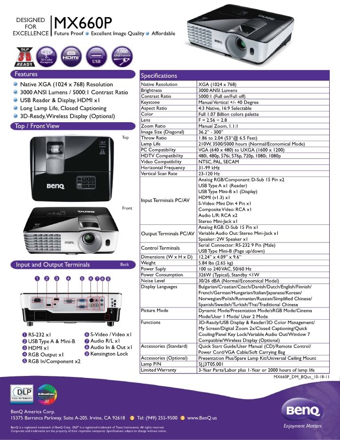 MX660P Spec Sheet