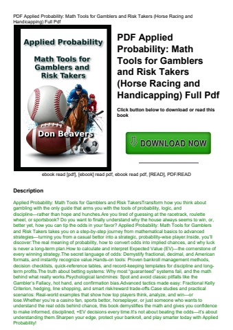 pdf applied probability math tools for gamblers and risk takers (horse racing and handicapping) full