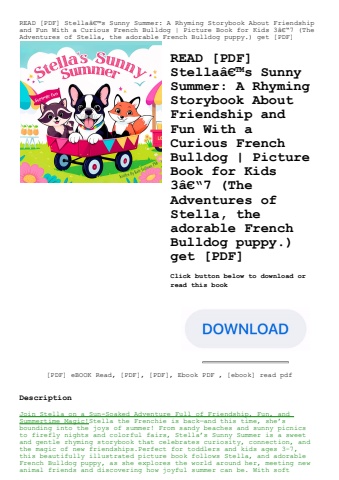 read [pdf] stellaã¢â€â™s sunny summer a rhyming storybook about friendship and fun with a curious fr