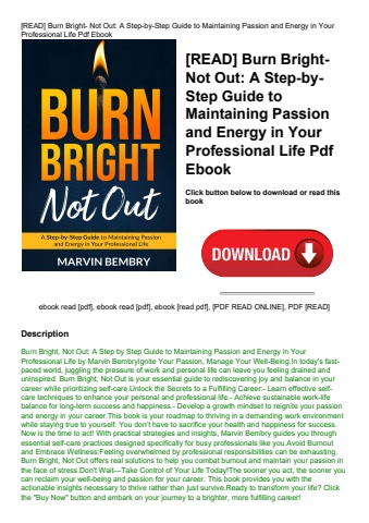 [read] burn bright- not out a step-by-step guide to maintaining passion and energy in your professio