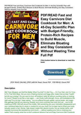 pdfread fast and easy carnivore diet cookbook for men a 45-day scientific plan with budget-friendly