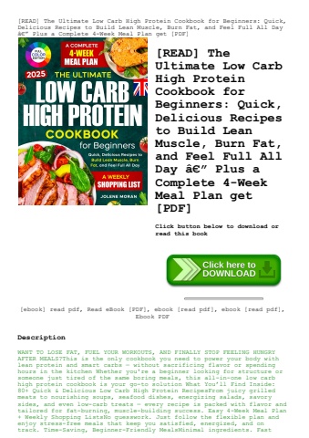 [read] the ultimate low carb high protein cookbook for beginners quick  delicious recipes to build l