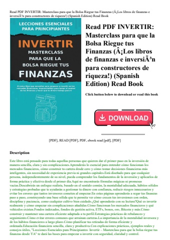 read pdf invertir masterclass para que la bolsa riegue tus finanzas (ã‚â¡los libros de finanzas e in