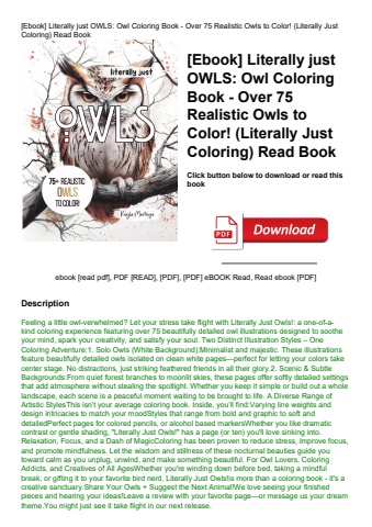 [ebook] literally just owls owl coloring book - over 75 realistic owls to color! (literally just col