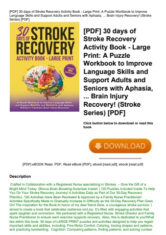 [pdf] 30 days of stroke recovery activity book - large print a puzzle workbook to improve language s