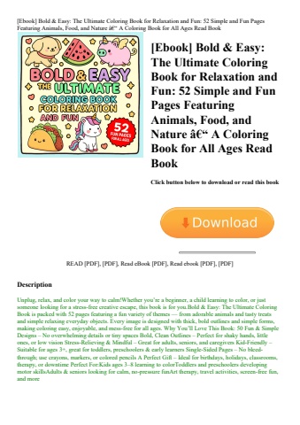 [ebook] bold & easy the ultimate coloring book for relaxation and fun 52 simple and fun pages featur