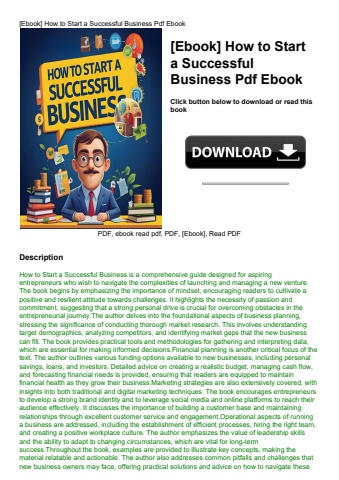 [ebook] how to start a successful business pdf ebook
