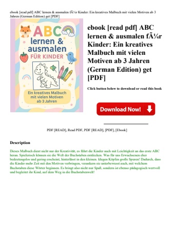 ebook [read pdf] abc lernen & ausmalen fãƒâ¼r kinder ein kreatives malbuch mit vielen motiven ab 3 j