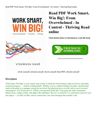 read pdf work smart  win big! from overwhelmed - in control - thriving read online