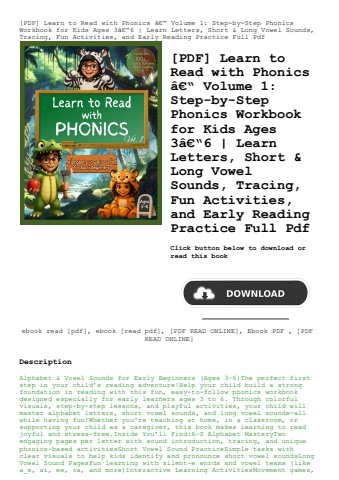 [pdf] learn to read with phonics ã¢â€â“ volume 1 step-by-step phonics workbook for kids ages 3ã¢â€â“