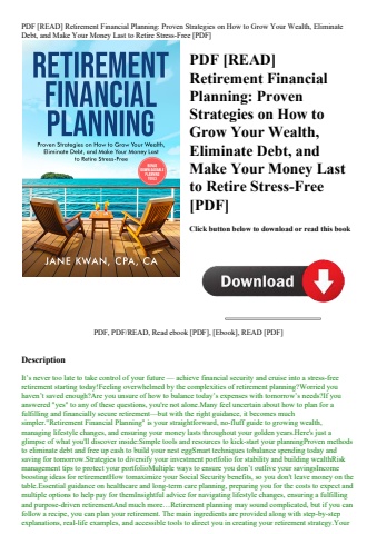 pdf [read] retirement financial planning proven strategies on how to grow your wealth  eliminate deb