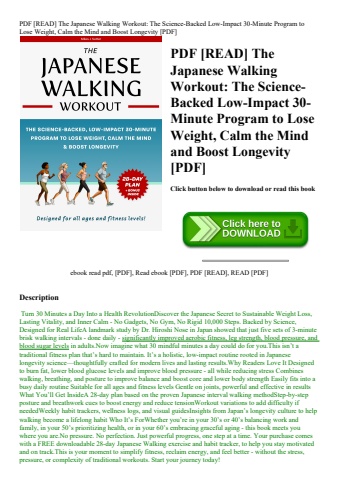 pdf [read] the japanese walking workout the science-backed low-impact 30-minute program to lose weig