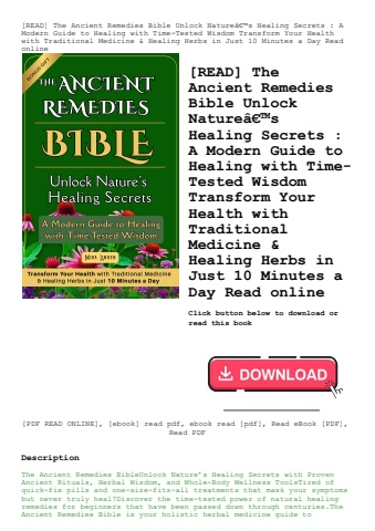 [read] the ancient remedies bible unlock natureã¢â€â™s healing secrets  a modern guide to healing wi