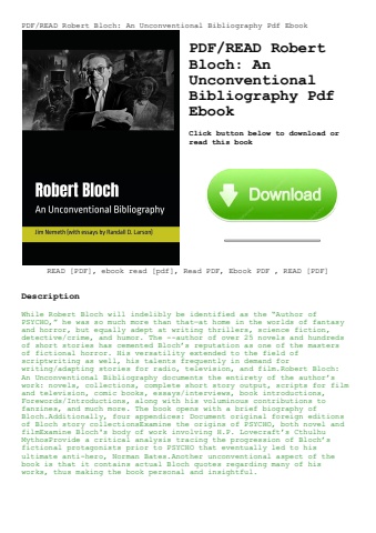 pdfread robert bloch an unconventional bibliography pdf ebook