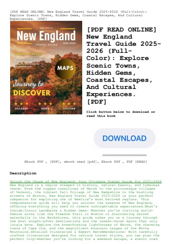 [pdf read online] new england travel guide 2025-2026 (full-color) explore scenic towns  hidden gems