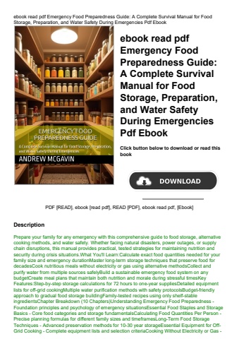 ebook read pdf emergency food preparedness guide a complete survival manual for food storage  prepar
