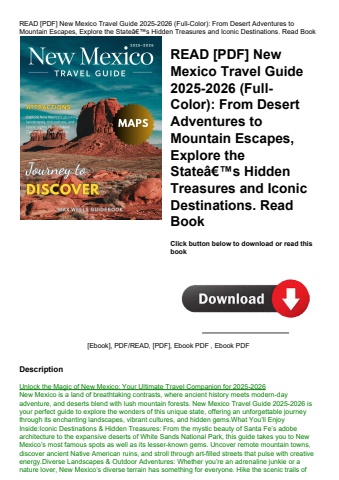 read [pdf] new mexico travel guide 2025-2026 (full-color) from desert adventures to mountain escapes