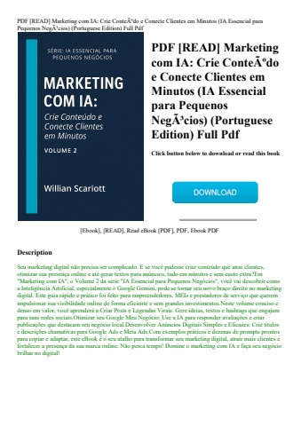 pdf [read] marketing com ia crie conteãƒâºdo e conecte clientes em minutos (ia essencial para pequen