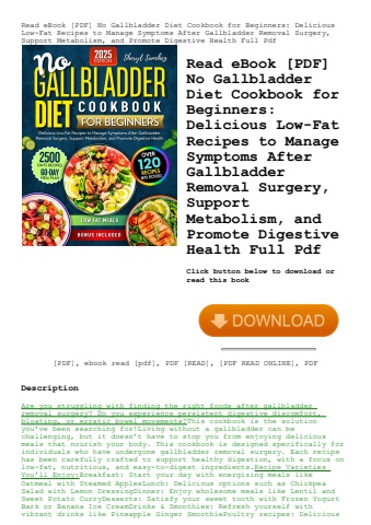 read ebook [pdf] no gallbladder diet cookbook for beginners delicious low-fat recipes to manage symp