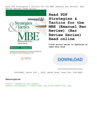 read pdf strategies & tactics for the mbe (emanuel bar review) (bar review series) read online