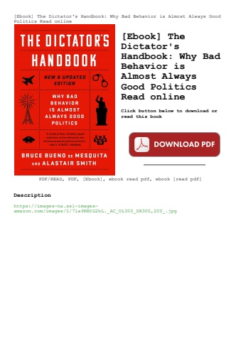 [ebook] the dictator's handbook why bad behavior is almost always good politics read online