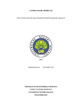 LAPORAN HASIL OBSERVASI