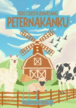A4 Sampul Buku Cerita Binatang Ternak Ilustratif Biru Hijau Coklat