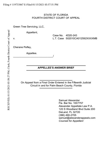 2021-08-13 Pefley AP Answer Brief Filed