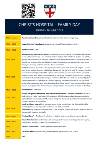 Family Day Programme Sunday 28 June 2026