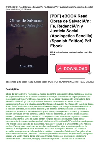 [pdf] ebook read obras de salvaciãƒâ³n fe  redenciãƒâ³n y justicia social (apologetica sencilla) (sp
