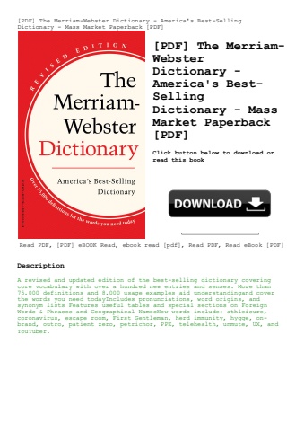 [pdf] the merriam-webster dictionary - america's best-selling dictionary - mass market paperback [pd